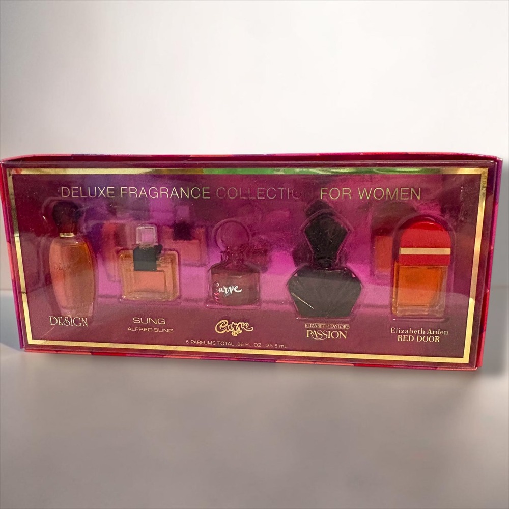 Deluxe‎ Fragrance Collection Women 5 Piece Mini Set Red Door Passion Curve Sung